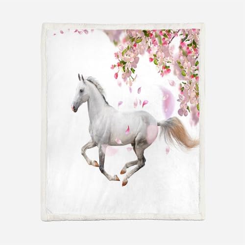 Couvertures imprimées en 3D cheval et Sherpa, linge de maison chaud 150x150 - 2
