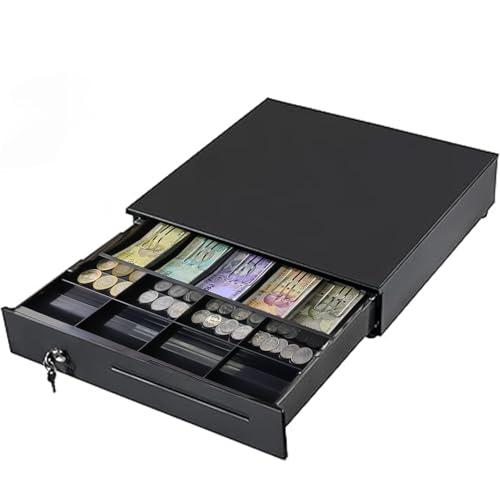 Image of ELCONS ELECTRONIC CASH DRAWER Cash Box | Manual Metal Cash Drawer Register for Point of Sale (POS) System with Coin Tray | Automatic Open Drawer Cash Box (13 Compartments)
