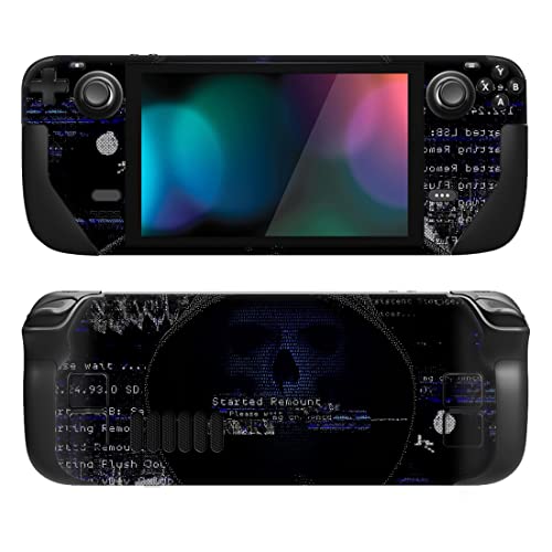 PlayVital Full Set Protective Skin Decal for Steam Deck LCD, Custom Stickers Vinyl Cover for Steam Deck OLED - Skull Hacker