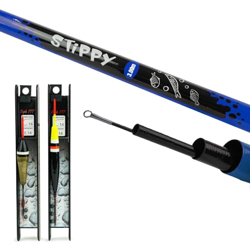 FISH-XPRO Kit mit Fester Angelrute 3m - Teleskop-Angelrute - Angelset - Schwimmerset - Aufbewahrungsbox - 2 Montagen - Schwimmer - Angelhaken - Bleigewichte