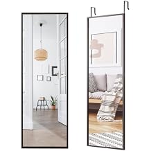 Multigot Full Length Wall Mirror with Height Adjustable Hooks, Rectangular Over the Door Mirror for Living Room Bedroom Entryway Brown