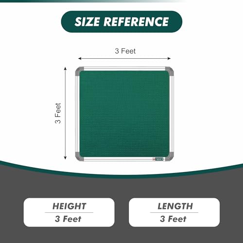 Image of YAJNAS 3X3 Feet Premium Material Green Designed Notice Board with Acrylic Door /Soft Board /Bulletin Board /Pin-up Display Board for Study Room, Office, School & Home Use