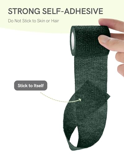 Image of FriCARE Self Adhesive Bandage Wrap, Medical Tape in First Aid Kit | Elastic Cohesive Bandages for Sports /Vet /Wrist Ankle Wounds, 2 Inches X 5 Yards, Latex-free 6 Rolls, Hunter Green