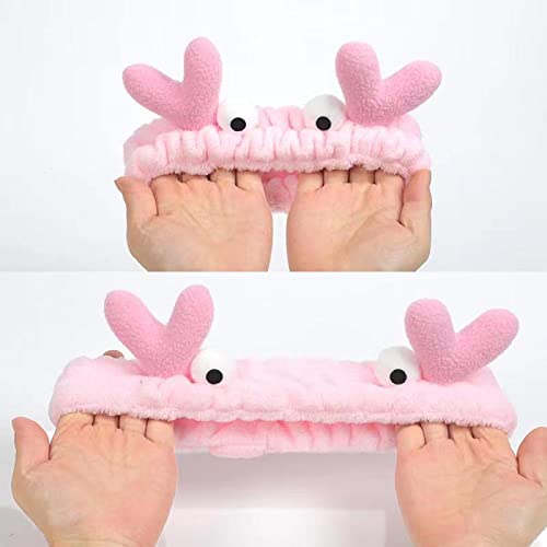 Miniatura 7 de 2 piezas de diadema divertida maquillaje horquilla diadema divertida forma de cangrejo rosa diadema cara lavado cara cara soporte de pelo incluye 2