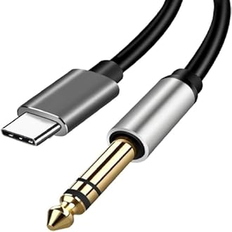 USB C to 6.35mm 1/4 TRS Audio Stereo Cable 6.6FT/2Meter,Type C to 6.35mm TRS Aux Jack Stereo Cable for Amplifiers,Theater,Mixing Console,Electric Bass Guitar Amp,Monitor Headphones (SINGAL)