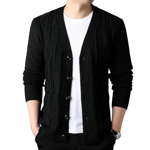 Cárdigan de punto holgado hombre cuello V chaqueta botones