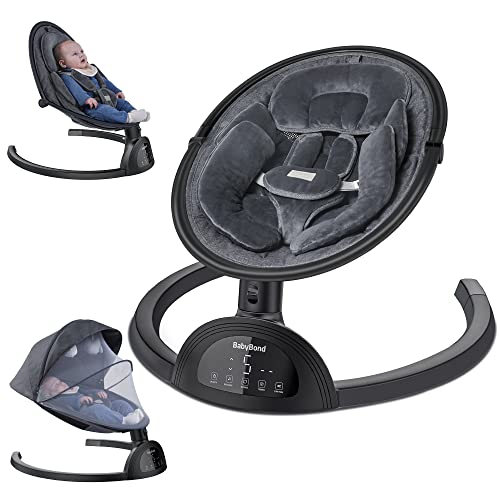 Baby Swings for Infants, BabyBond Bluetooth Infant Swing with Music Speaker with 3 Seat Positions, 5 Point Harness Belt, 5 Speeds and Remote Control - Portable Baby Swing for Indoor and Outdoor