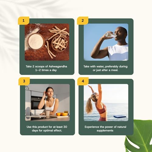 Foto von Cupplement Ashwagandha Pulver Bio Kombideal 4x 60 gram - Cortisol senkende Nahrungsergänzungsmittel - Vegan - Ohne Zusatzstoffe - Laborgeprüft - 15 Tage Vorrat pro Beutel