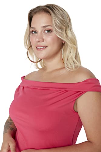 Robe mi-longue ajustée col bardot Trendyol en maille stretch