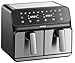 Produktbild Heißluftfritteuse 2 Kammern 8 Liter Heissluftfritteuse Fritteuse Grillen Backen Dörren Dörrautomat Frittieren XXL Air Fryer Friteuse ohne Öl Heißluftofen Heißluftgrill 4 in 1 Mini Backofen