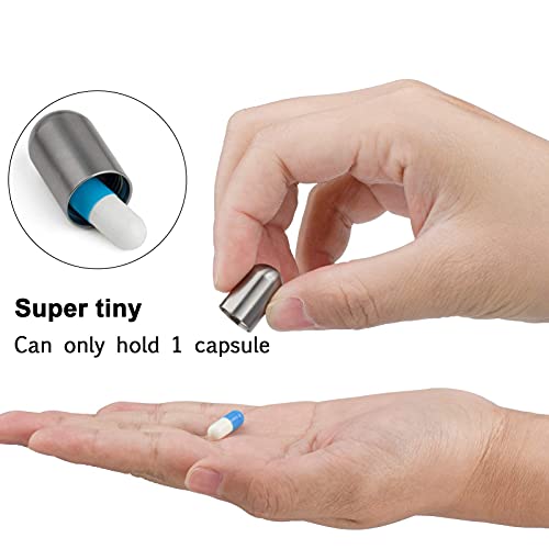 Tisur Titanium Pill Case With 28'' Necklace Chain,Micro Keychain Pill Holder.waterproof Pill Fob For Emergency Aspirin & Nitroglycerin For Travel Purse Pocket(With Black Chain) #TOP3