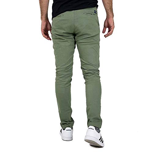 Calça Masculina Slim Verde Oliva Sarja Com Elastano Tamanho:36