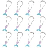 GOMAKERER 12 Pcs Mermaid Decorative Shower Curtain Hooks, 2 Colors Ocean Shower Hooks Metal Shower Curtain Rings Curtain Hooks with Resin Pendants Decorative Hooks for Bathroom Curtain Rod Decor