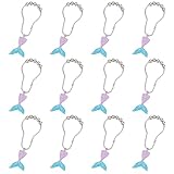 Gomakerer 12 Pcs Mermaid Decorative Shower Curtain Hooks, 2 Colors Iron Shower Curtain Rings Curtain Hooks with Resin Mermaid Tail Pendants Decorative Hooks for Bathroom Shower Curtain Rod