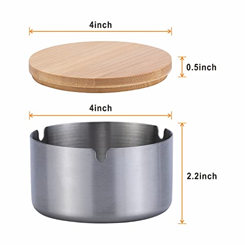 Smokeless Ashtray With Wooden Lid, Smokeless Cool Ash Holder With Stainless Steel Liner Ash Tray Windproof Durable Easy To Clean, Ash Tray Sets Ashtray For Office Home And Outdoor #TOP2