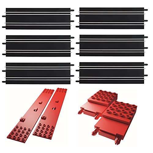 Carrera GO!!! Build 'N Race Expansion Pack Includes 6 Straights and 2 Clips/2Crossbars Compatible with Toy Building Blocks