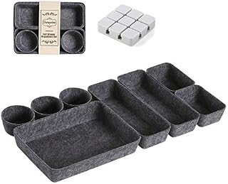 Desk Drawer Organizer Trays, Felt Drawer Organizers Set, Washable Cosmetic Makeup Drawer Dividers, Storage Bins Trays for Stationery Office Dresser