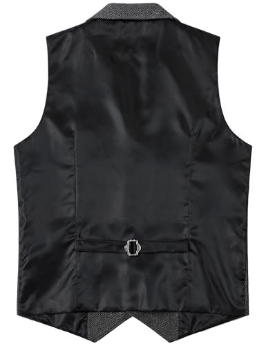 ZEROYAA Mens Lapel Suit Vest Herringbone Waistcoat Dress Vest For Wedding3