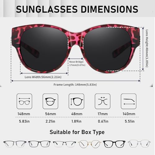 Image of HAOLOTA Fit Over Glasses Sunglasses for Women Polarized | Over Glasses Sun Glasses, UV400 Polarized Lens, Trendy Cat Eye Sunglasses, Lightweight and Flexible, Driving, Daily Use