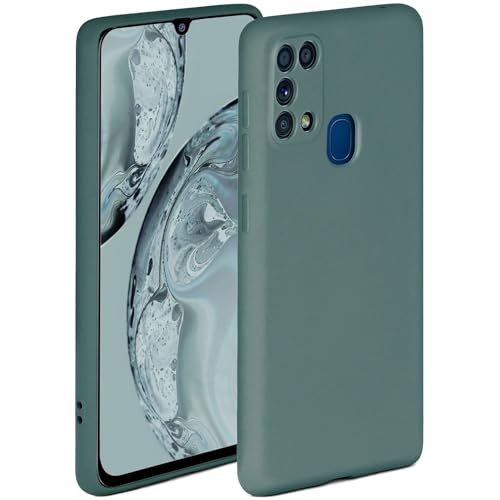Custodia morbida compatibile con Samsung Galaxy M31 custodia con bordo rialzato per la protezione dello schermo per telefono Petrol-Verde opaco silicone