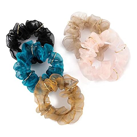 5 Farben Organza-Haargummis für Haare Cover