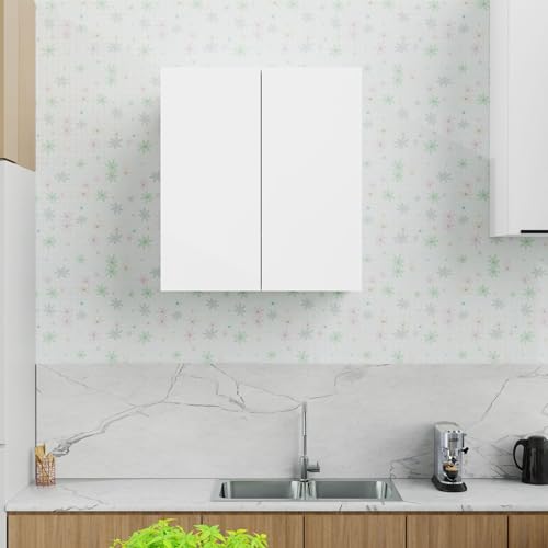 Image of 2 Door Multipurpose Wall Mounted Cabinet with Adjustable & Fixed Shelf | Storage for Modular Kitchen, Bathroom, Office & Living Room | Assembly-DIY | Color-White | Size-60x33x63.8 Cm