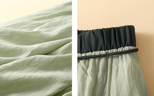 IDEALSANXUN Linen Skirts for Women Casual Lightweight 2024 Summer Vintage A Line Drawstring Elastic High Waist Midi Skirts4