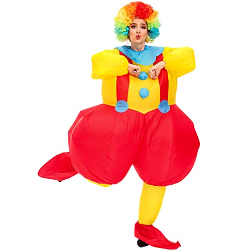 Arokibui Inflatable Clown Costume Adult Funny Blow Up Costume for Cosplay Party Christmas Halloween Unisex Yellow