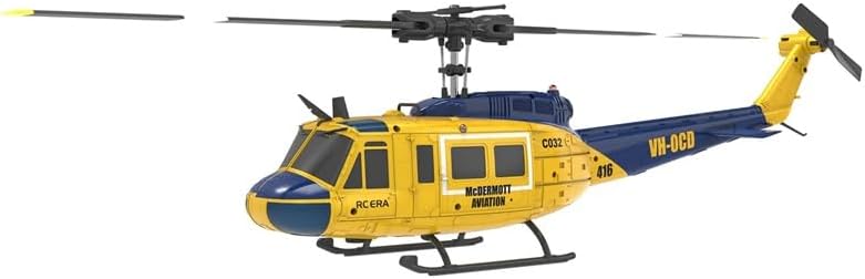 Helidirect RC ERA C032 Huey UH1 6CH Gyro Stabilized RC Aircraft with Altitude Hold & Optical Sensor, 3D RC Helicopter RTF for Beginners, Adults Upgraded Transmitter (Yellow W/o Weapons (ERA-C032-Y))