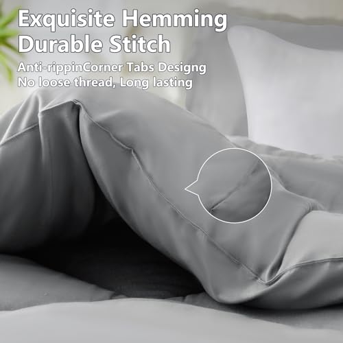 Wavve Piumino Letto Singolo 155X220 Cm Invernale 450 Gr/Mq - Piumone Pesante Caldo Da Letto 90X200, Trapunta 220X155 In Microfibra Sintetica, Grigio Leggero - 4