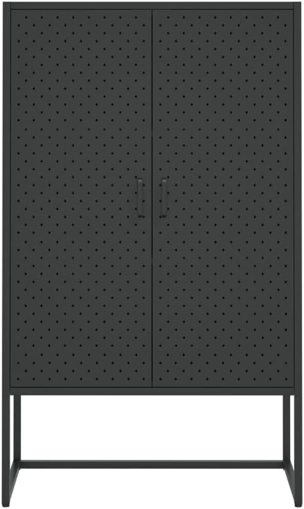Highboard Black Steel Storage Cabinet 31.5"x13.8"x53.1" Vertical Locker with Adjustable Levellers, Storage Cupboard for Home Office, Dorm, Staff Use