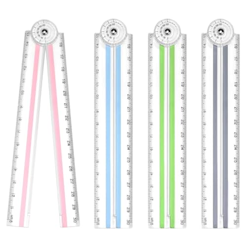 4 Pièces Règle Pliable, Transparentes Regle 30 cm, Multifonctionnelle Règle en Plastique pour les écoliers et l'utilisation de bureau