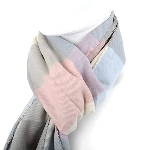Image of Nollia Plaid Fall /Winter Scarf for Men & Women-Plaid Color Cashmere Feels Acrylic Scarves