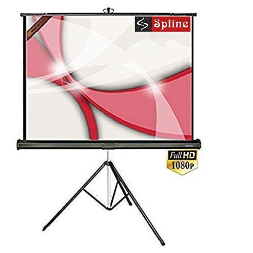 Image of Spline Tripod Stand Projector Screen (8 Ft. (W) x 6 Ft. (H) - 120 inch Inch) Diagonal View in 4:3 Ratio Aspect, Ultra HD, 4K Technology, Active 3D