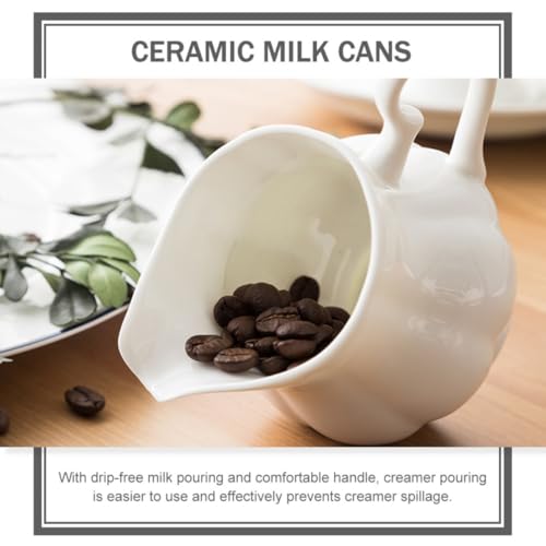 Jarra de leche de cerámica de 230ml con diseño portátil para café y postres 8