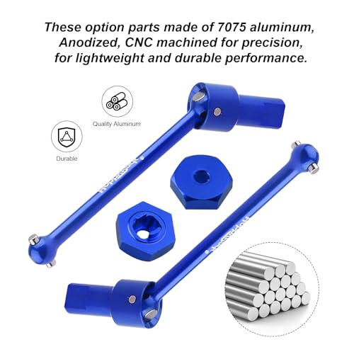 Hobbypark Metal Aluminum Driveshaft Assembly (Front & Rear) & Hex Wheel Hubs, for Traxxas 1/18 LaTrax Teton Upgrades fit Desert Prerunner, Replace Parts 7650 7669 (8-Pack) (Navy Blue)