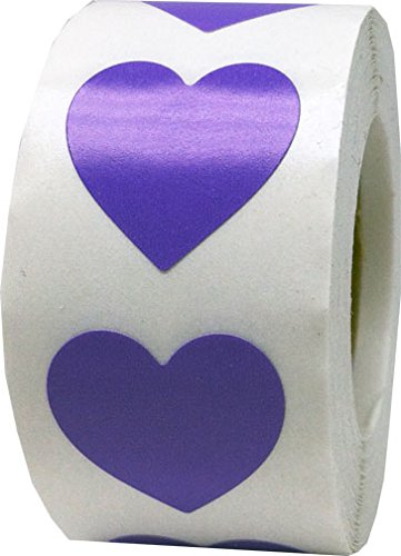 Viola Adesivi a Cuore, 19 mm 3/4 Pollice Etichette...