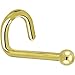 Solid 14k Yellow Gold 1.5mm Ball Left Nostril Screw 20 Gauge 1/4"