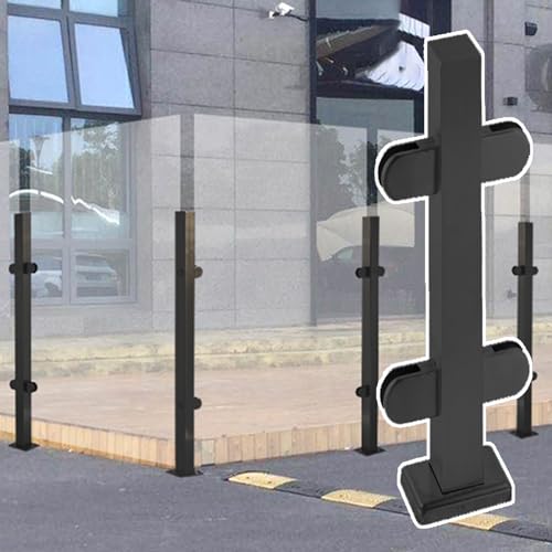 Pince de Garde-Corps en Verre de Jardin Commercial et Poteau Carré Noir