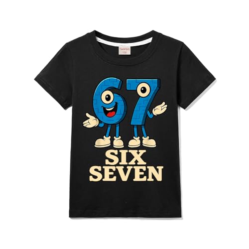 67 Meme T-Shirt for Boys and GirlsT-Shirt Sports Short Sleeve Tops 3-13years Tee (Black 9 Years)