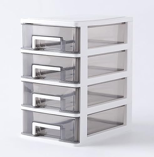 Nozuma 卓上 小物整理 収納ケース 四段 透明プラスチック 小物収納ボックス 文房具/化粧品/事務用品/文書収納 デスク周り整理 レターケース 1 個 (ホワイト + 透明ブラック,4 層)