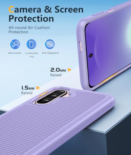 Image of FNTCASE for Samsung Galaxy A27-5G Case: Military Grade Drop Protection Phone Cover, 14ft Drop Tested, Screen Protector Included, Anti-Slip Matte Textured, TPU+PC Dual Layer Shockproof (Light Purple)