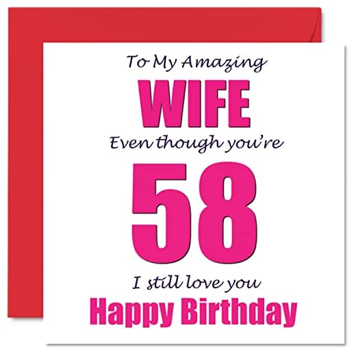 Divertidas tarjetas de felicitación de 58 cumpleaños para esposa, 58 I Still Love You, tarjeta de feliz cumpleaños para esposa de marido, regalos de bromas, 145 mmx145 mm