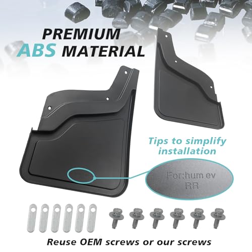 Image of BestEvMod Compatible with Hummer EV Pickup Rear Mud Flaps Splash Guards 2022-2026 Accessories Fender Dirt Protection No Need to Drill Holes (Set of 2) Only Rear