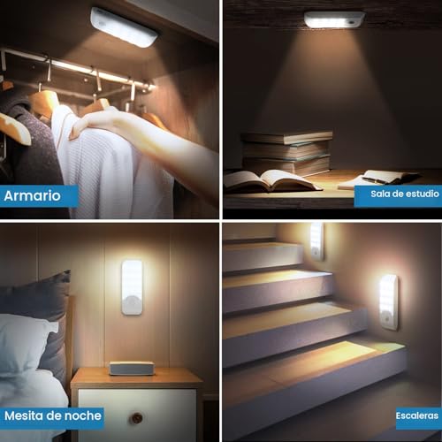 Miniatura 7 de Lámpara Nocturna Recargable con Sensor Movimiento (2 PCs con 24 LED), Luces con 3 Modos, Luz Cálida para Armario, Gabinete, Pasillo, Escalera, Sótano, Cocina, Garaje