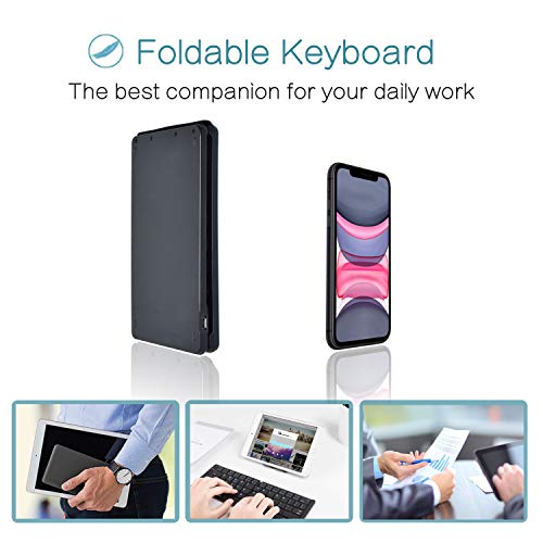 Acoucou Mini Bluetooth Keyboard Wireless Foldable Keyboard, Rechargeable Bluetooth Keyboard Portable Pocket Size Keyboard, Compatible With Mac/Ios, Windows, Android Smartphones, Tablets, Laptops Etc. #TOP4