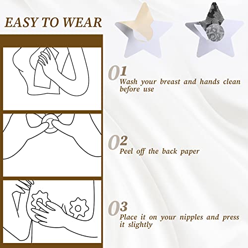 Vicenpal 30 Pairs Nipple Pasties Nipple Covers Breast Pasties Stickers for Women Disposable Invisible with Lace Black Self Multi Design Various Breast, about 6-8 cm/ 2.36 x 3.15 inches4