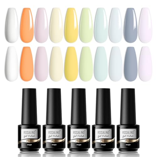 ROSALIND UV Nagellack Set, 10 Farben UV LED Pastell Nagellack Gel Nagel Set Weiß Orange Nail Art Soak Off Gel Nail Polish für Nagel Design