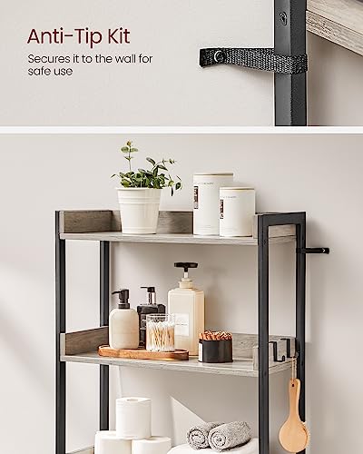 Image of VASAGLE Over The Toilet Storage, 3-Tier Bathroom Organizer with 4 Hooks
