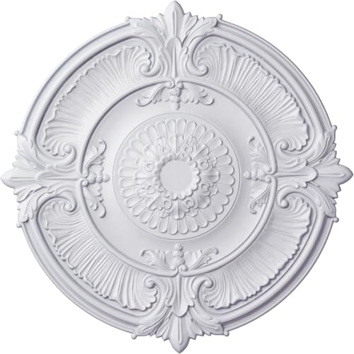 EKENA MILLWORK 53-1/2IN X 3-1/2IN ATTICA ACANTHUS LEAF URETHANE CEILING MEDALLION FITS CANOPIES UP TO 4-5/8IN, PRIMED WHITE CM53AT